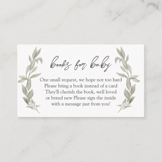 緑の赤ちゃんシャワー本ベビー，代わりに本 エンクロージャーカード (正面)