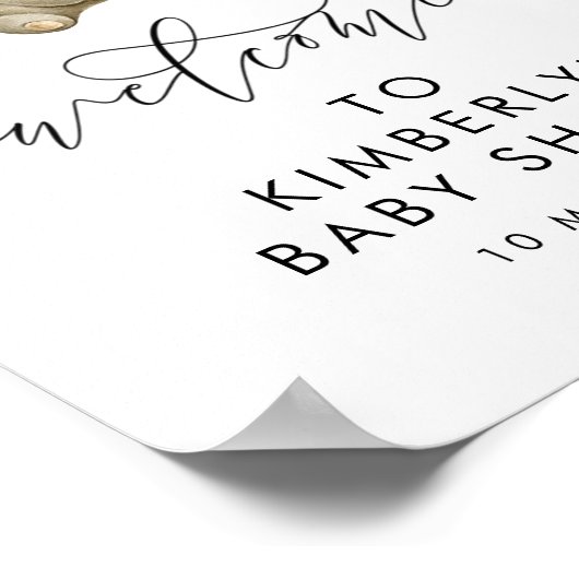 緑の赤ちゃんシャワー歓迎サインを待つ ポスター (角)