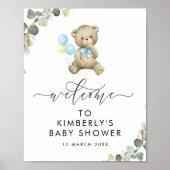 緑の赤ちゃんシャワー歓迎サインを待つ ポスター (正面)