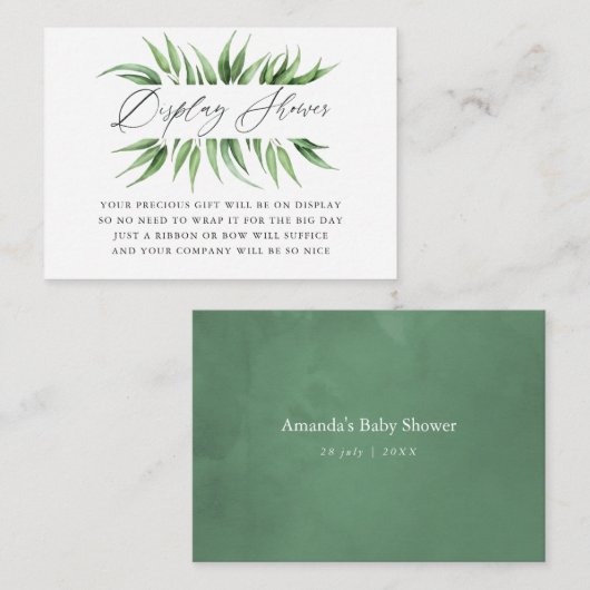緑の赤ちゃんシャワー表示シャワー エンクロージャーカード (正面/裏面)