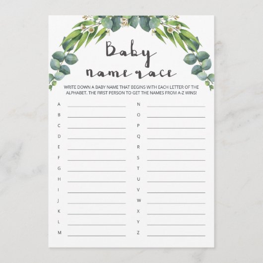 緑の赤ちゃんシャワー赤ちゃんネームゲーム (正面)