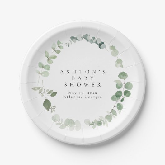 緑の赤ちゃんシャワー ペーパープレート (正面)