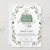 緑の赤ちゃんシャワーbyメール長距離旅行 招待状 (正面)