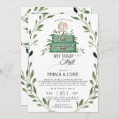 緑の赤ちゃんシャワーbyメール長距離旅行 招待状 (正面/裏面)