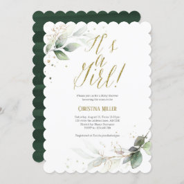 緑の赤ちゃん女の子のシャワモダンー、水の色 招待状