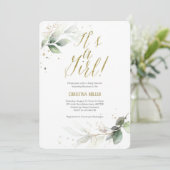 緑の赤ちゃん女の子シャワー、モダン水彩 招待状 (スタンド正面)