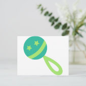 緑の赤ちゃん用ラトル ポストカード (スタンド正面)