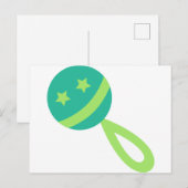 緑の赤ちゃん用ラトル ポストカード (正面/裏面)