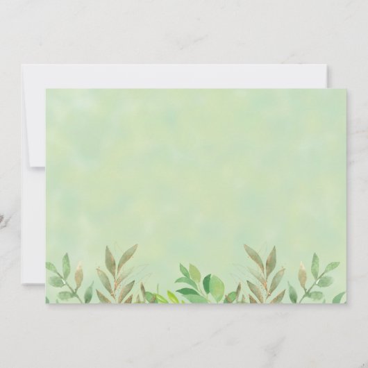 緑の赤ちゃん男女兼用シャワーを浴びる 招待状 (裏面)