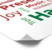 緑の赤で彩られたクリスマスのワードクラウド ポスター (角)