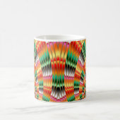 緑の赤とオレンジの色合いのフラクタルデザイン コーヒーマグカップ (中央)
