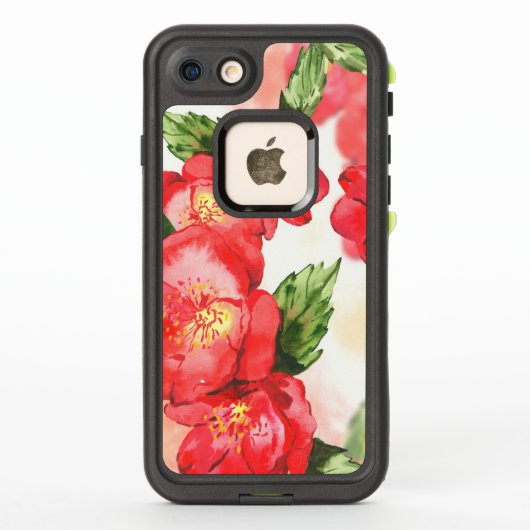 緑の赤とピンクのソフトウォーターのバラ LifeProof iPhoneケース (裏面)