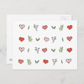 緑の赤とピンクの植物性ハートカード ポストカード (正面/裏面)