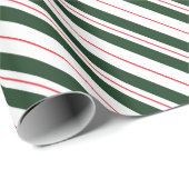 緑の赤と白斜ストライプのめキャンディ ラッピングペーパー (ロールコーナー)