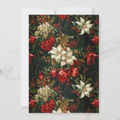 緑の赤と金ゴールド冬の花21st誕生日 招待状 (裏面)