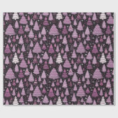 緑の赤の白いクリスマスツリーブラッククリスマス ラッピングペーパー (フラット)