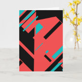 緑の赤の黒い抽象芸術幾何学的デザイン カード (黄色い花)