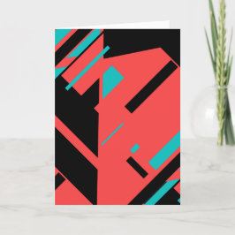 緑の赤の黒い抽象芸術幾何学的デザイン カード