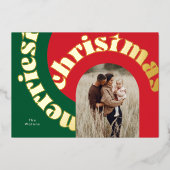 緑の赤はっきりしたいクリスマス金ゴールドオーバル1枚 箔シーズンカード (正面)