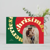 緑の赤はっきりしたいクリスマス金ゴールドオーバル1枚 箔シーズンカード (立ち正面)