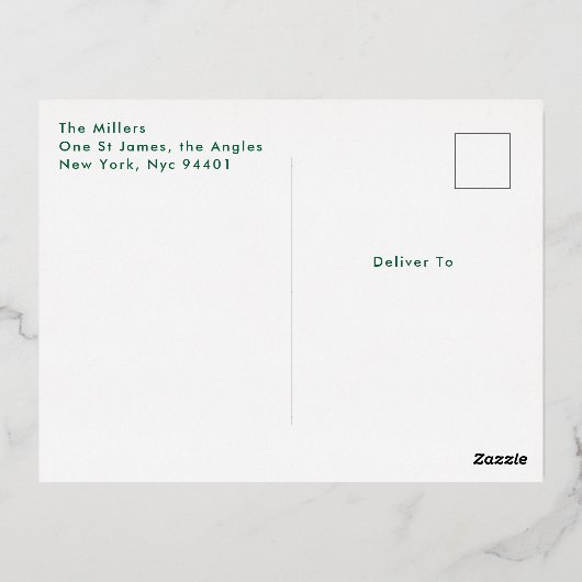 緑の赤はっきりしたいクリスマス金ゴールドオーバル1枚 箔シーズンポストカード (裏面)