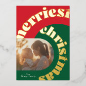 緑の赤はっきりしたいクリスマス金ゴールド楕円形2枚 箔シーズンカード (正面)