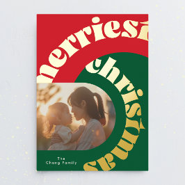 緑の赤はっきりしたいクリスマス金ゴールド楕円形2枚 箔シーズンカード