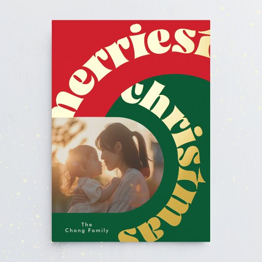 緑の赤はっきりしたいクリスマス金ゴールド楕円形2枚 箔シーズンカード