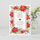 緑の赤エレガントフローラベリーのクリスマス 招待状 (スタンド正面)