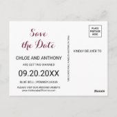 緑の赤面バーガンディフローラ日付カードを保存 ポストカード (裏面)