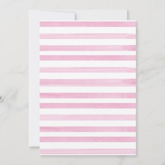 緑の赤面ピンクかわいいマケモノのベビーシャワーガール 招待状 (裏面)