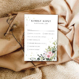 緑の赤面ピンクウェディングRSVPカード 出欠カード