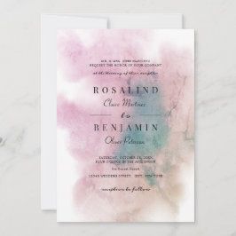 緑の赤面ピンクウォーターカラー抽象芸術結婚ズ 招待状