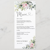 緑の赤面ピンクブライダルシャワーメニュー メニュー (正面)