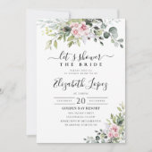 緑の赤面ピンクブライダルシャワー招待 招待状 (正面)