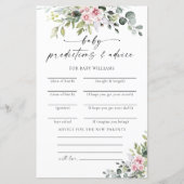 緑の赤面ピンク赤ちゃんシャワー予測カード (正面)