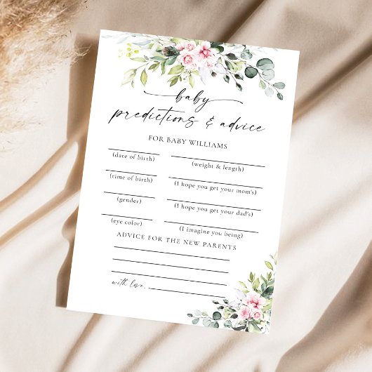 緑の赤面ピンク赤ちゃんシャワー予測カード