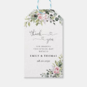 緑の赤面結婚ピンクの式の贈り物ラベル ギフトタグ (正面)