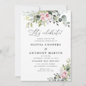 緑の赤面結婚ピンクの式招待状 招待状 (正面)