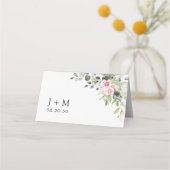 緑の赤面結婚ピンクの折り畳み座席表 プレイスカード (裏面)