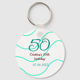 緑の赤50誕生日の記念日を追加する日付p キーホルダー