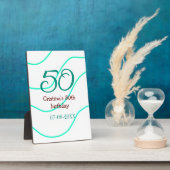 緑の赤50誕生日の記念日を追加する日付p フォトプラーク (側面)