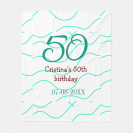 緑の赤50誕生日の記念日を追加する日付p フリースブランケット