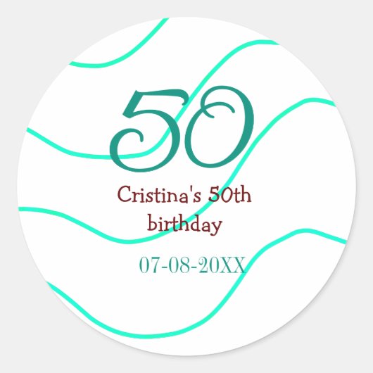 緑の赤50誕生日の記念日を追加する日付p ラウンドシール (正面)
