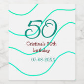 緑の赤50誕生日の記念日を追加する日付p ワインラベル (シングルラベル)