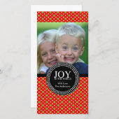 緑の赤"世界への喜び"ホリデーフォトカード シーズンカード (正面/裏面)