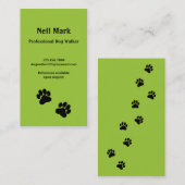 緑の足のプリントのドッグウォーカー 名刺 (正面/裏面)