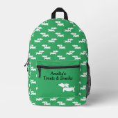 緑の踊りダックスシャントバッグウィーナードッグモムス プリントバックパック (正面)
