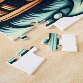 緑の車に乗るアニメベア ジグソーパズル (側面)