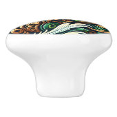 緑の車に乗るアニメベア セラミックノブ (側面)